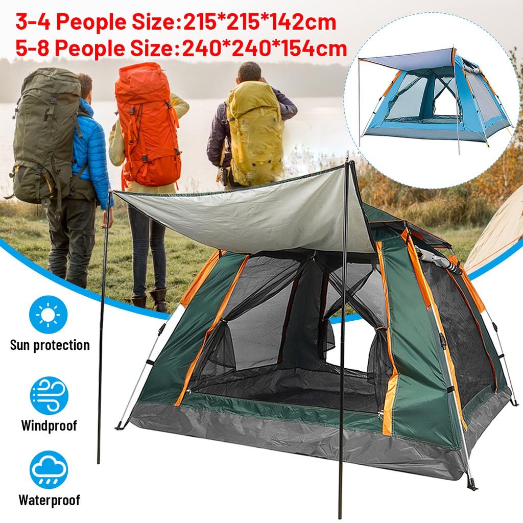 Blue/Green Outdoor Waterproof Automatic 5-8 Person Outdoor Camping Tent Four Doors Double Layer Tent New