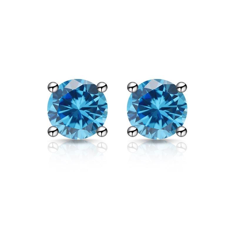 1 Carat Silver-plated S925 Stud Earrings, Four-claw Colored Diamond Earrings, Light Luxury Earrings 2026.