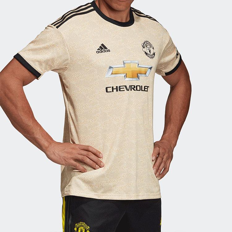 Adidas Manchester United Venkovní Sportovní Fotbalové Tričko s Krátkým Rukávem a Kulatým Výstřihem Pánské Topy Khaki ED7388