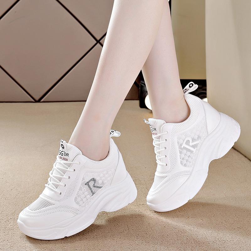 Thick-soled dad shoes women's summer mesh hollowed-out heightening casual sports shoes