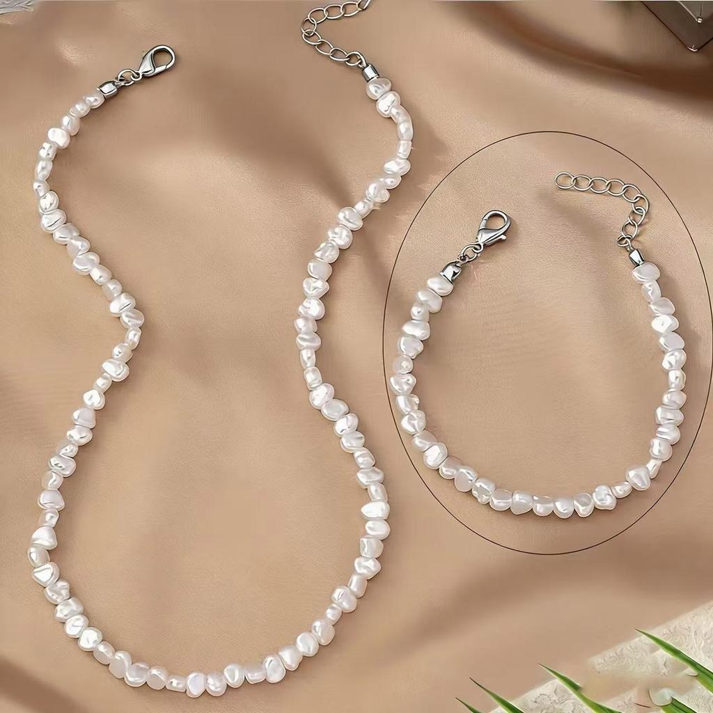 European & American Fashion Two-Piece Irregular Baroque Pearl Jewelry Set