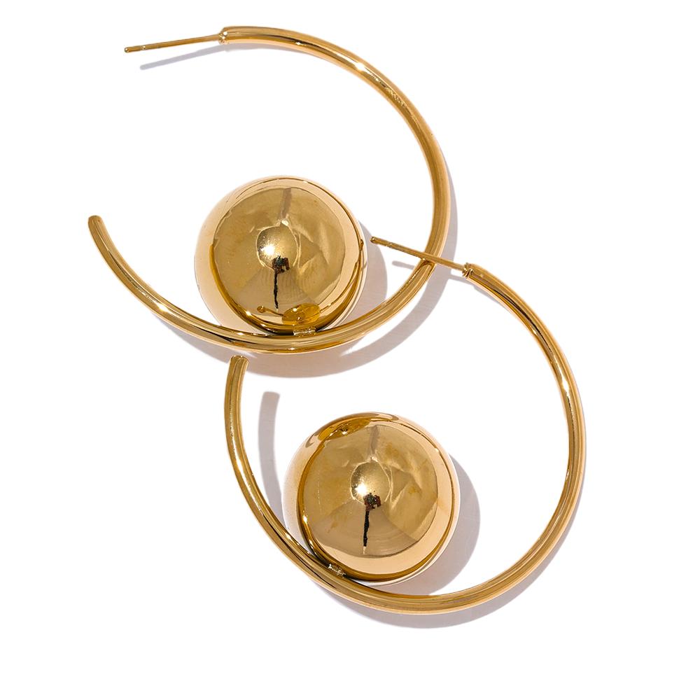 

Yhpup Trendy Stainless Steel Round Ball Metal Huggie Earrings Gold Silver Color Temperament Personalized Versatile Jewelry