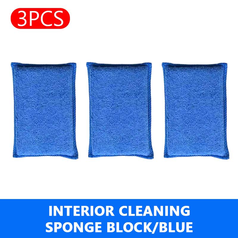 SEAMETAL 3pcs Double Side Car Interior Scrubbing Sponge for Leather Interior Car Wash Pad No Scratch Car Microfiber Scrubbing Sponge