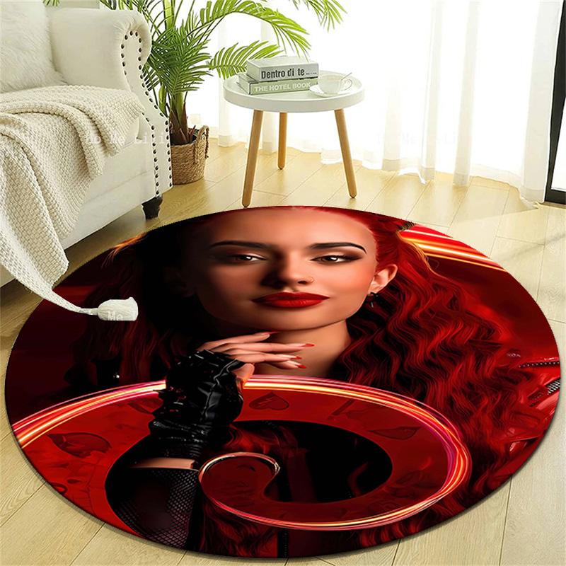 1pc Descendants The Rise of Red1 Design Printed Area Round Carpet for Bedroom Living Room Home Decor Rugs Mat Non Slip Mat Rug for Bedside