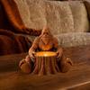 Candle Holder Giant Forest Creature Statue Holder, Sitting Tree Stump Tealight Candlestick, Indoor Display Ornament Whimsical Decor for Living