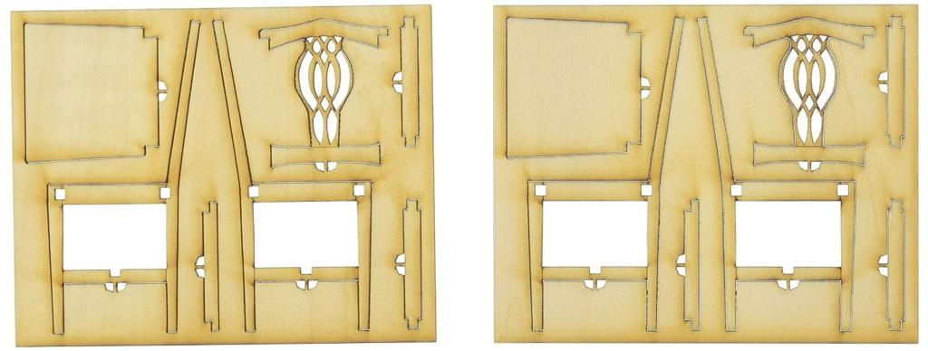 Cobaanii Mokei Kobo 112 Scale Retro Chair Set A (2 Chairs) Wooden Assembly Kit WF-023