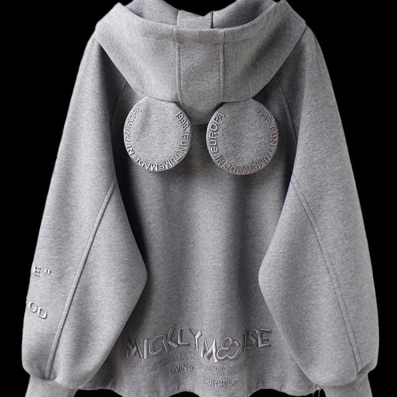 2023 Autumn/Winter Imitation Hua Cotton Loose Mid-Length Fleece-Lined Thick Coat