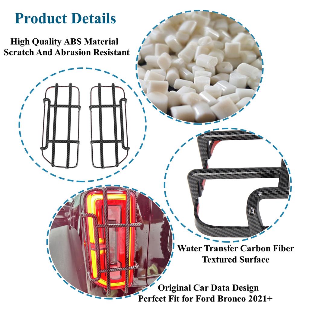 Car Rear Tail Light Decoration Cover LED Taillight Protective Guards for Ford Bronco -2023 Lamp Hood Exterior