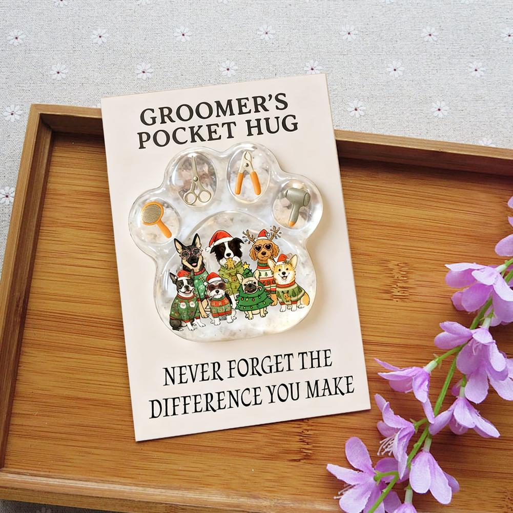 Christmas Hug Pet Groomer Appreciation Cards 2D Acrylic Hairdresser Souvenir Clear Inspirational Card Pocket For Dog Groome V7I9