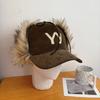 Casual Corduroy Baseball Cap Embroidered Y2k Peaked Cap Minority Feather Baseball Hat  Women