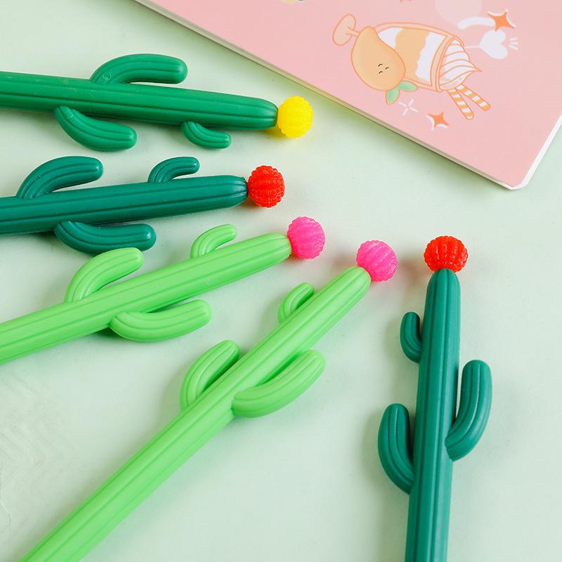 10pcs 0.5mm Soft Glue-shaped Ball Cactus Neutral Pen Plant Shape Creative Sign Pen Stationery Office Supplies