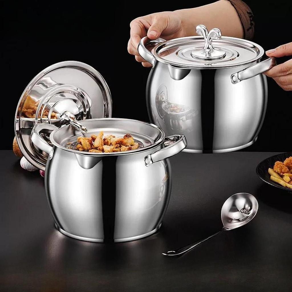 Grease Container Versatile Heat Resistant Grease Can Storage Jar Lard Strainer for Storing Frying Kitchen Camping Cooking