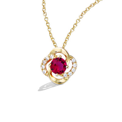 [R5179] - Gold-plated 'Sissi' Golden Ruby ​​necklace - 42 Cm - 12x12 Mm