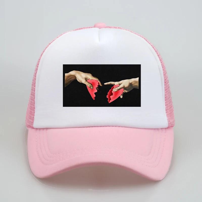Michelangelo Heart Break Print Baseball Cap Fashion Summer Unisex Women Mesh Trucker Caps Adjustable Snapback Sun Hats