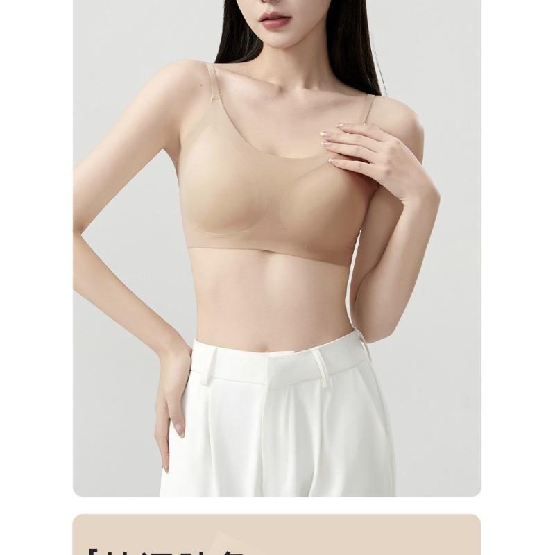 Women Seamless Invisible Fixed Cup With Chest Pad Breathable Beauty Back Bandeau Bra