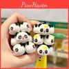 Cute Silicone Stacking Panda Keychain Cartoon Animal Key Ring Pink Bag Charm Car Decor
