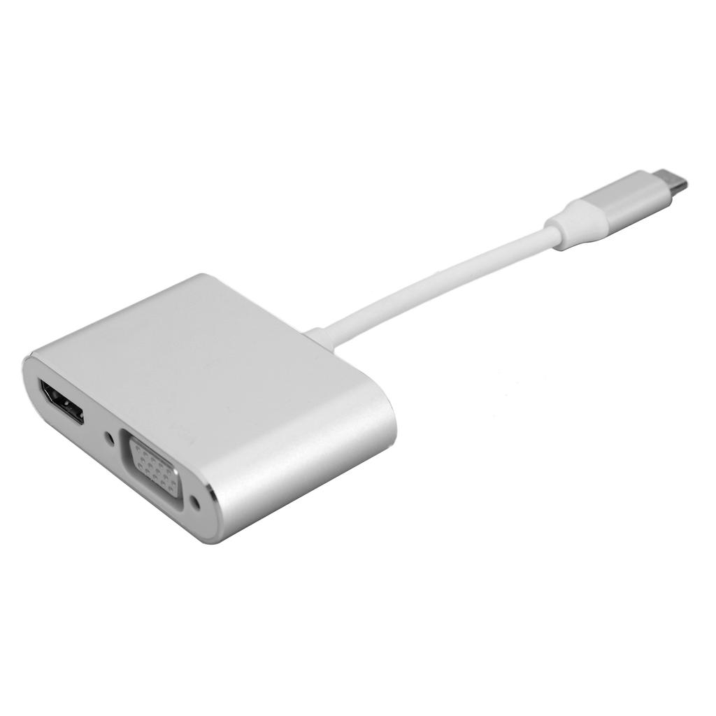 Adapter TypeC Hub to VGA HDMI DVI Displayport 3.1 Ethernet Converter Dock 4K Resolution(Silver )