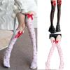 Women Bowknots Heart Thigh High Stockings Over the Knee Socks Sheer Nylon Stockings Valentine's Day Gifts
