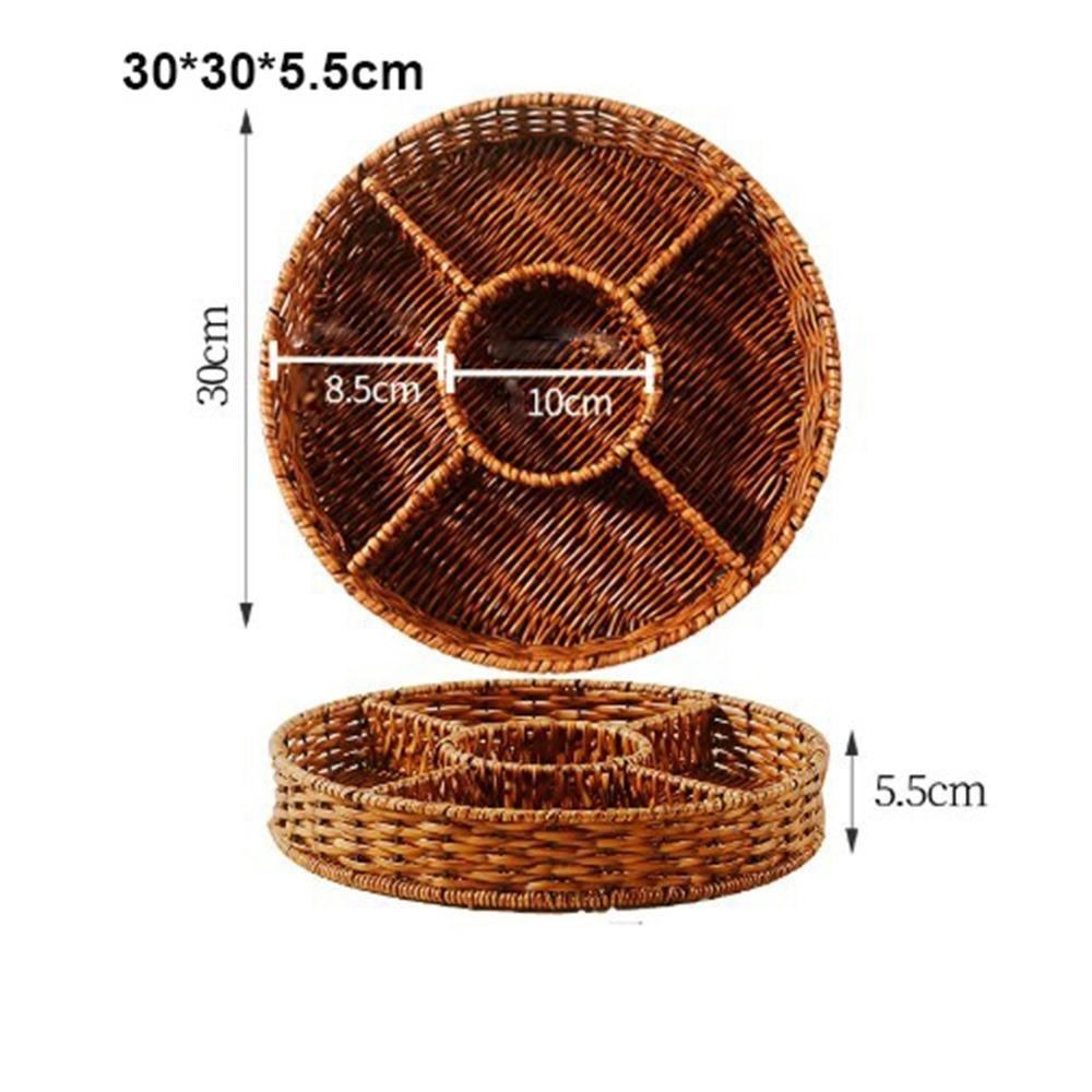 New Creative Imitation Vine Weaving Grid Basket Square Handmade Woven Rattan Snack Storage Tray 10 Styles Fruit Cake Platter
