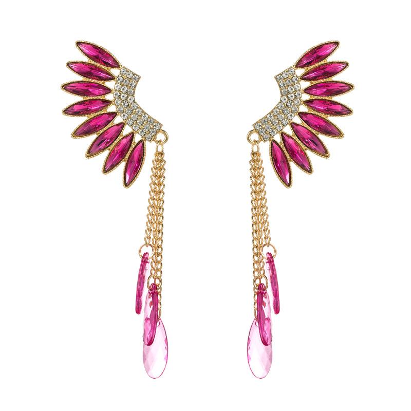 Women's Earring Tassels Long Wing Alloy Rhinestone Temperament Premium Drops Earrings