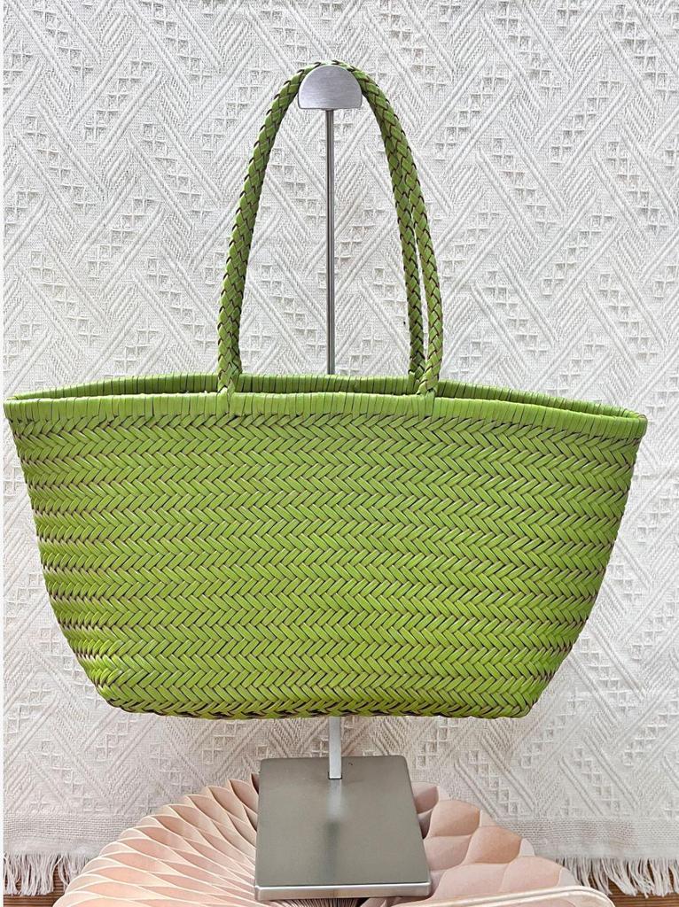 Dragon Diffusion Women's Genuine Leather Woven French Basket Bag