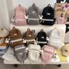 College Style Bow Print Schoolbag Women's Corduroy Backpack Large Capacity Student Backpack