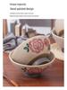 Retro Hand-Painted Floral Ceramic Noodle Bowl - Large Chinese Style Soup/Rice Bowl with Underglaze Color