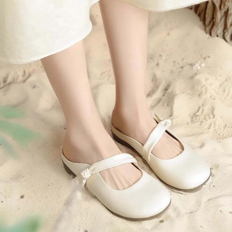 Boty Dámské Vysoce kvalitní S uzavřenou špičkou Dámské pantofle Venkovní Neformální pantofle Dámské Kulatá špička Mělké Plochá s Sandály