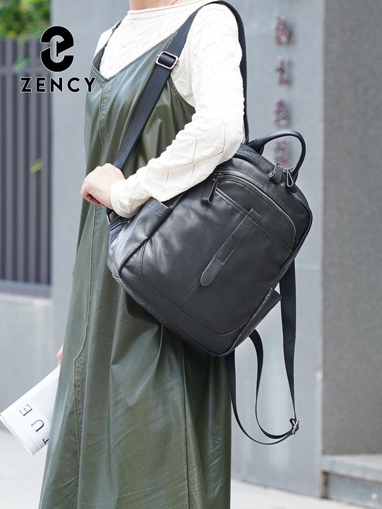 Zency Damen 100% Echtes Leder Rucksack Große Kapazität für Pendeln Reisen Arbeit