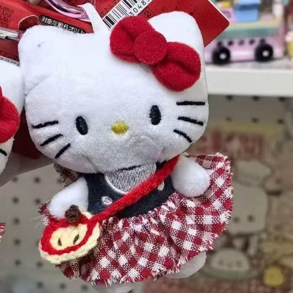 British Style Cute Kitty Glasses Pendant: Plush Doll Keychain for Backpack or Car Charm.