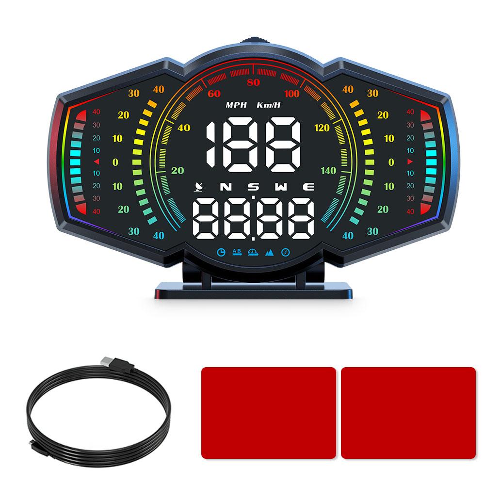 

Сигнализация Автомобильный HUD Универсальный Спидометр Высотомер Измеритель Уклона Проекционный Дисплей Многофункциональный Тестер GPS Компас Black