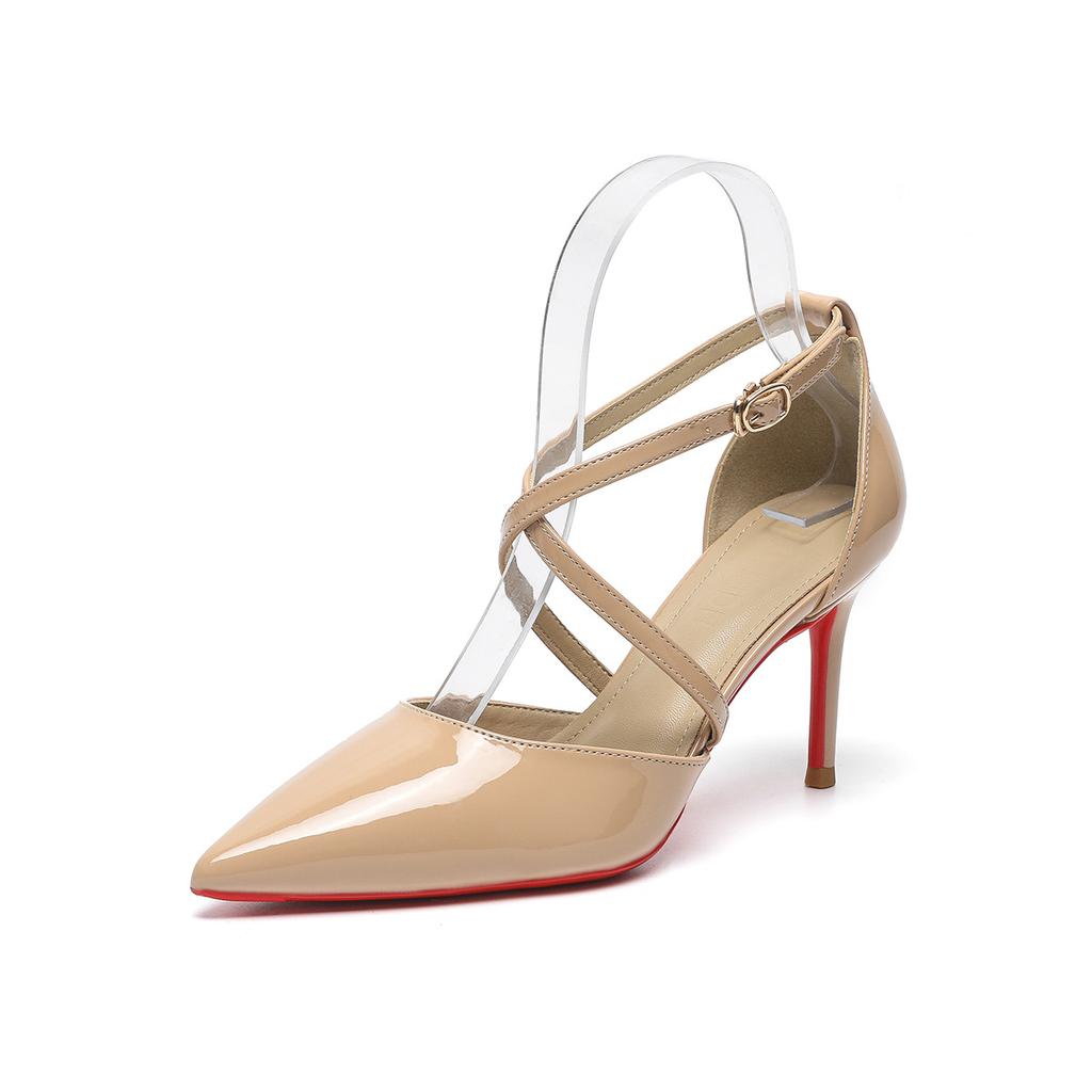 Z-70 2025 high heels wedding shoes banquet femininity thin heel pointed sexy nude cross strap single shoes