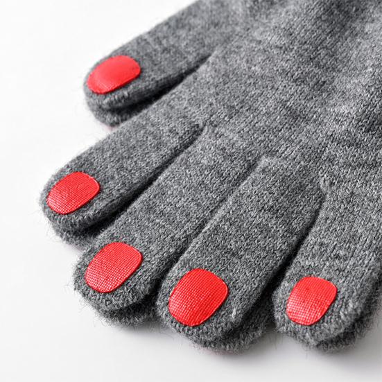 Women Knitted Gloves Winter Gloves with Red Nails Thickened Warm Full Finger Gloves for Daily Outings Skiing Cycling