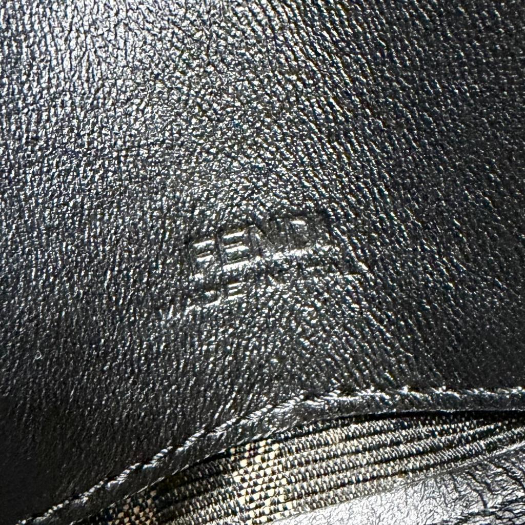 Great FENDI Nano bucket FF Logo Metal Zucca Pattern 2-Way Chain Shoulder Pouch Used