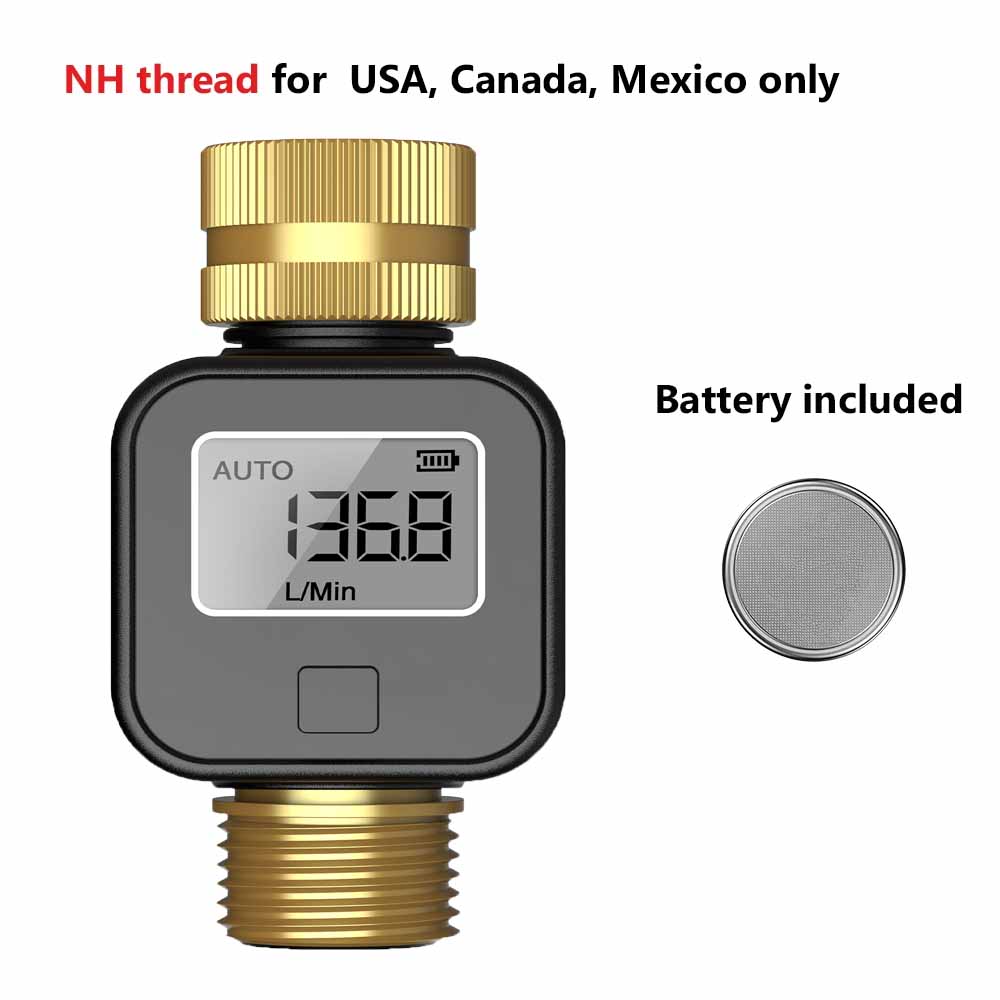 Digital Water Flow Meter High Accuracy IP6X Measure Water Consumption and Flow Rate for Outdoor Garden Watering Irrigation Hose