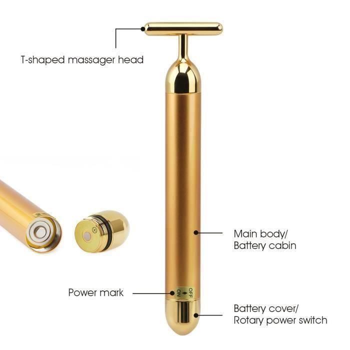 Face Massager - Beauty Bar - 24K Pure Gold - Firming & Anti-wrinkle - Lymphatic Drainage