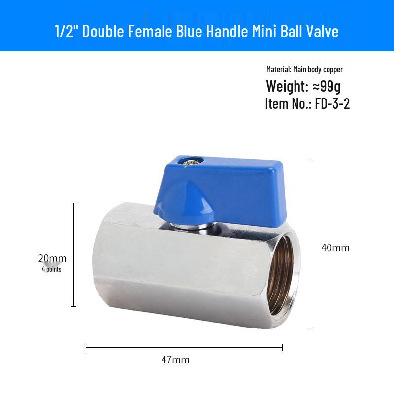 Super Short Mini Brass Ball Valve, 1/8" - 1/2" Thickened Male & Female Valve Switch