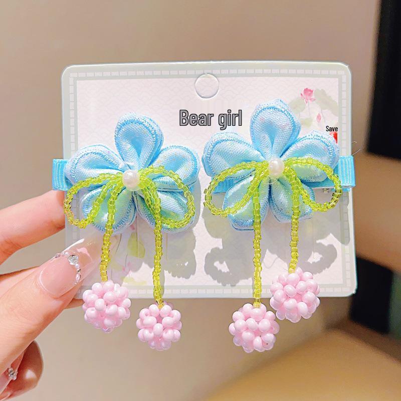 Kinder Nationalfeiertag Hanfu Kopfschmuck: Haarnadel mit Quaste und Schmetterling im antiken Stil mit Farbverlauf für Mädchen