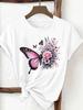 (Asian Size) butterfly lovely trend  Clothing T Shirt Print Female Woman Women Fashion Tee Top Short Sleeve Graphic T-shirts