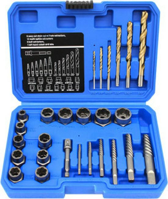 26-Piece Damaged Nut & Screw Extractor Tool Set - Chrome Molybdenum Steel