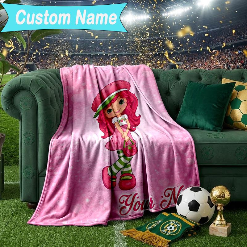 Custom Name Blanket Straw-berry Blanket Bedding Blanket for Travel, Camping, Living Rooms, Offices, Sofas, Fan Christmas gift