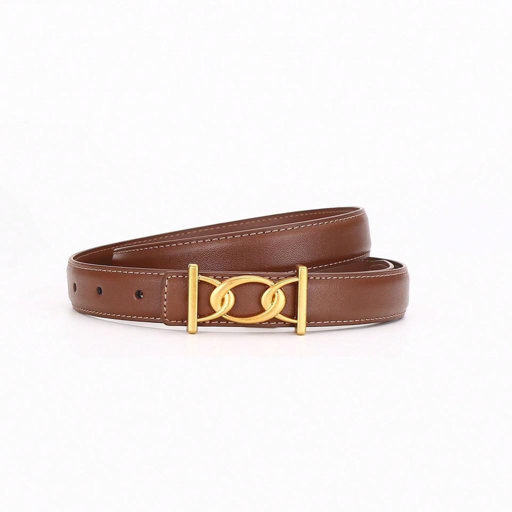 Women's Zinc Alloy Buckle Genuine Cowhide Belt Women's Versatile Commuting Art Waistband Minimalist Style Pants Waistband Women