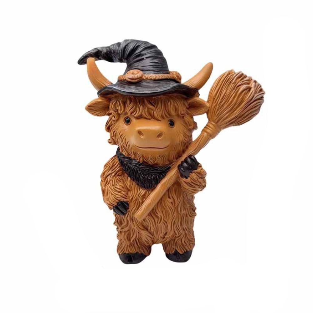 Funny Cow Figurine Resin Animal Sculpture Christmas Highland Cow Statue  Gift