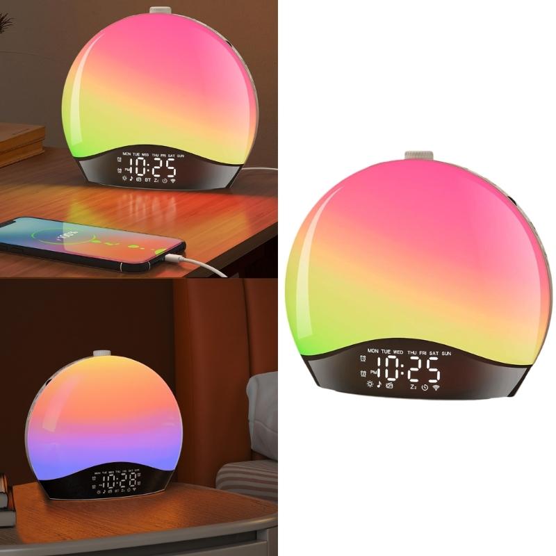 LED Wake Up Light Alarm Clock Featurings Graduals Sunrises Effect Multiple Nature Sound For Improved Sleep Quality