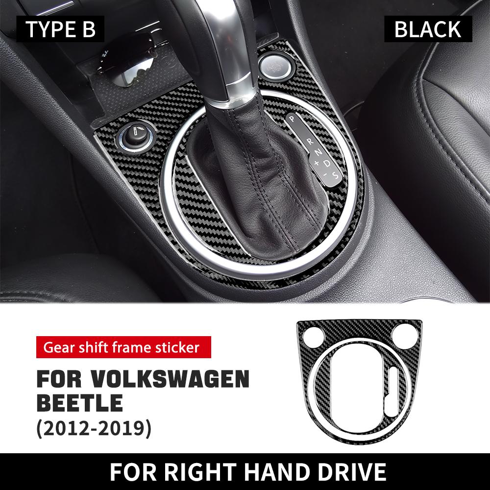 Real Soft Carbon Fiber For Volkswagen Beetle 2012 2013 2014 2015 2016 2017 2018 2019 Car Gear Shift Panel Sticker Accessories
