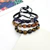 Natural Stone Bracelet - Adjustable Woven Necklace Jewelry with Tiger Eye Stones