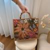 Colorful Sequins Bamboo Knot Handbag Chinese Style Large Capacity Lace Weaving Tote Bags Retro Bamboo Knot Woven Bags