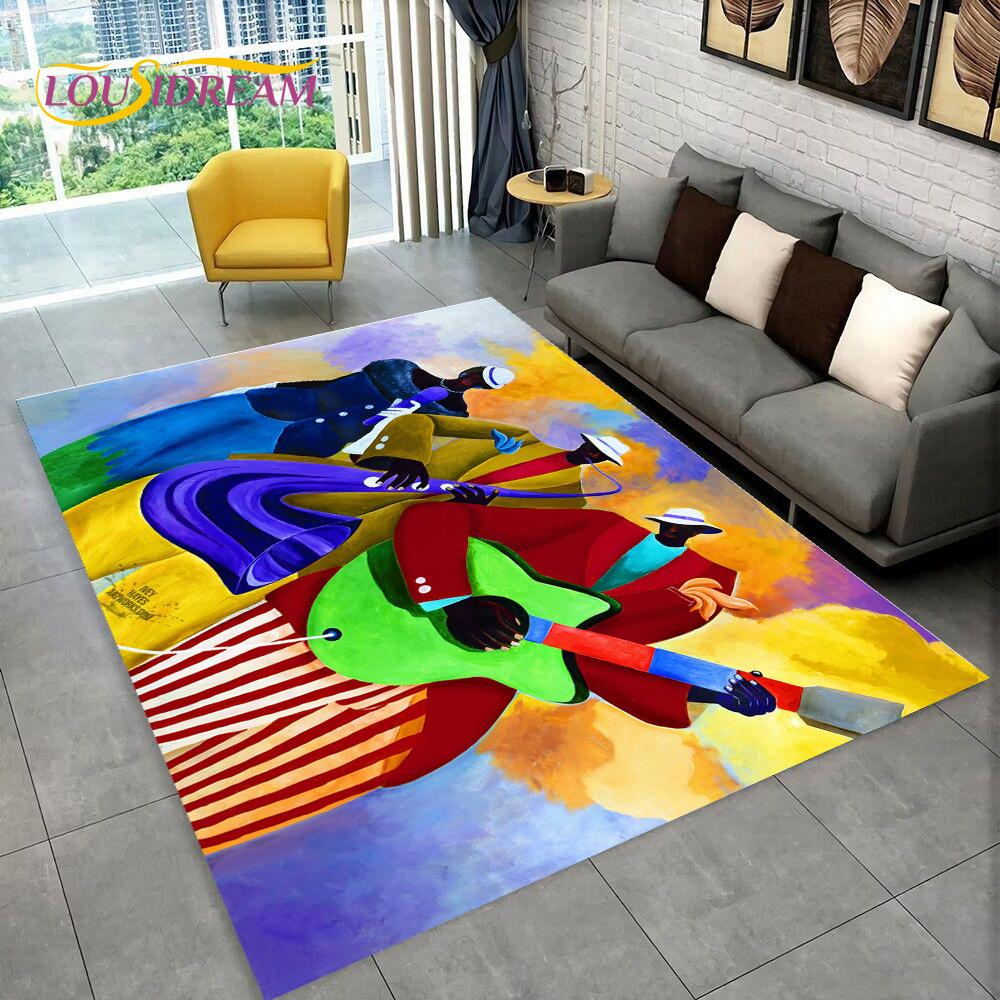3D Africa Ethiopian Painting Art Custom Cartoon Area Rug Large,Carpet for Home Living Room Sofa Doormat Decor,Non-slip Floor Mat