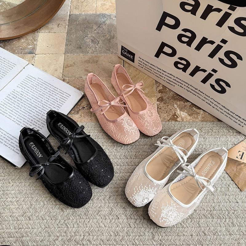 Fashion 2025 Spring Lace Women Mary Jane Shoes Fashion Slip On Comfort Street Style Soft Sole Female Dress Flats Shoes