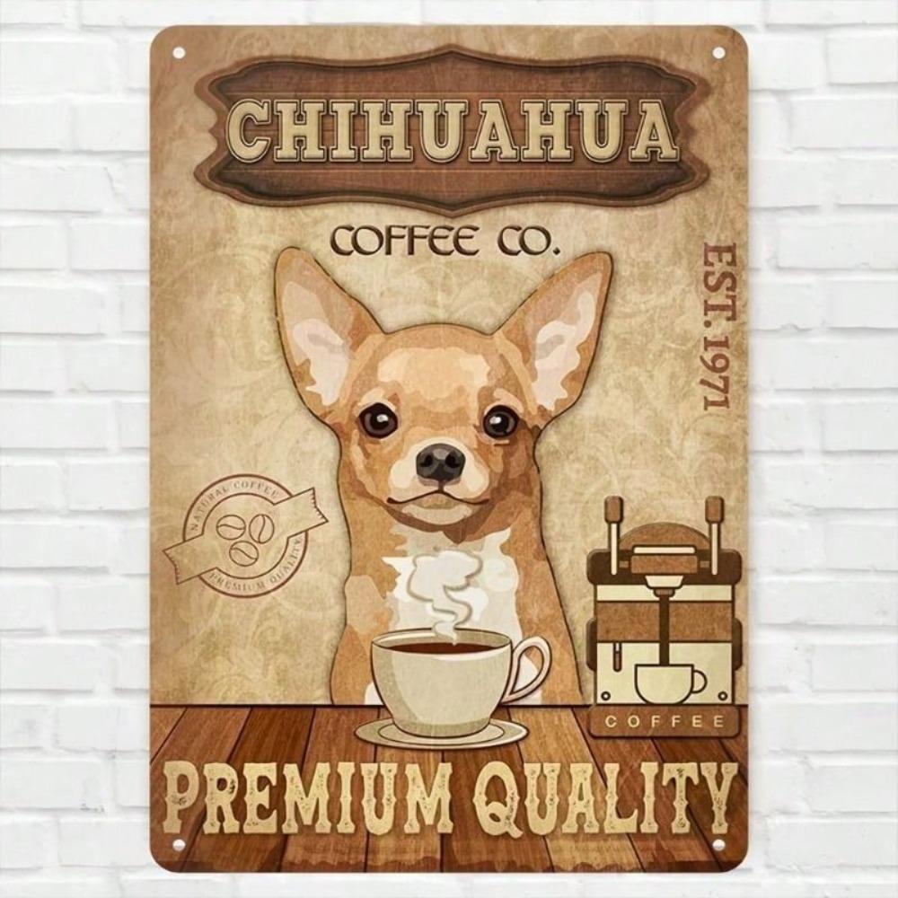 Retro Metal Sign Chihuahua Vintage Wall Art Kitchen Cafe Decor 20x25 cm